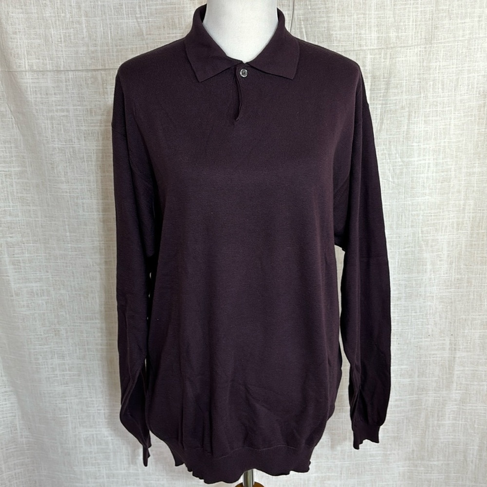 NWOT Coldwater Creek purple cotton-rayon collared sweater